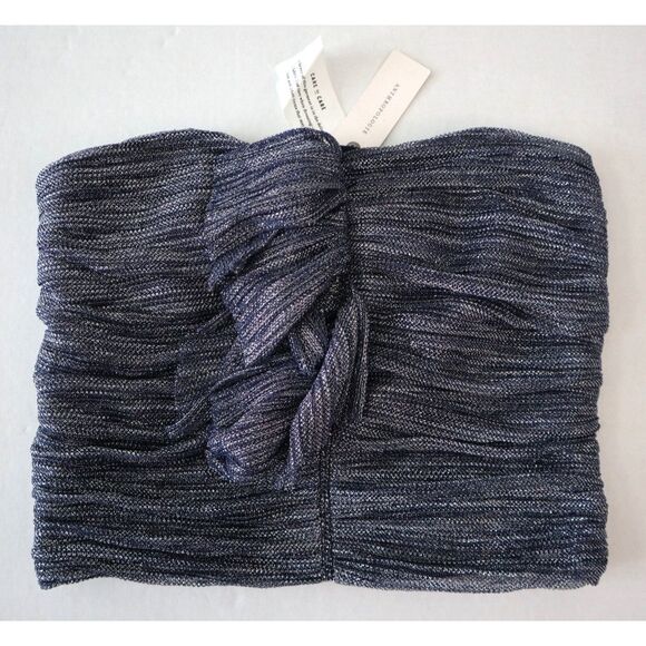 Maeve x Anthropology OB1416094 Women's Sz S Navy Ruffled Metallic Tube Top - Picture 1 of 8